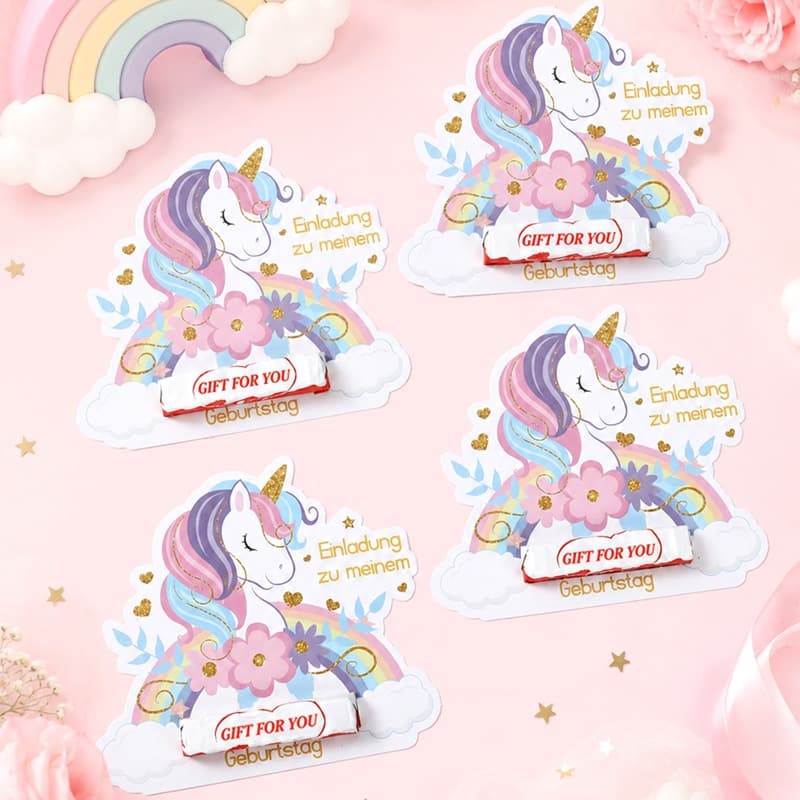 Unicorn Chocolate Card Creative Invitation Card Fantasy Holiday Party Invitation Card Chocolate Gift Card