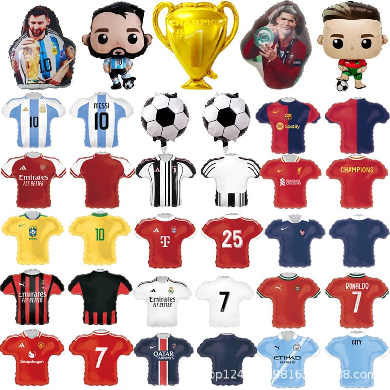 Cross-border New Product World Cup Football Cristiano Ronaldo Messi Jersey Championship Trophy Aluminum Foil Balloon Birthday Party Decoration Ball