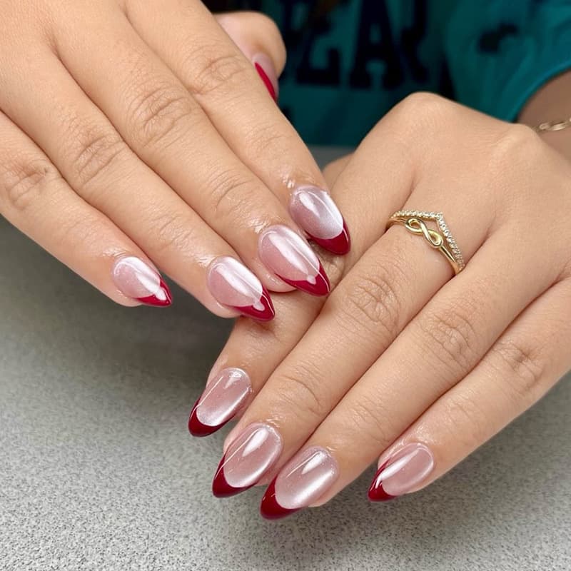 Foreign trade moonlight retro red simple cat eye French European and American ins style detachable manicure press on nails