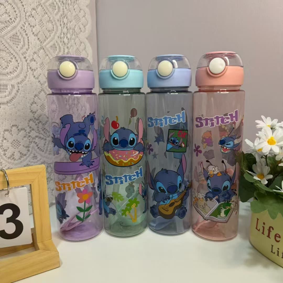 Cross-border Stitch Straw Handle Pea Cup High-Appearance Pop-Up Cup Unisex Kids Water Bottle Large Capacity