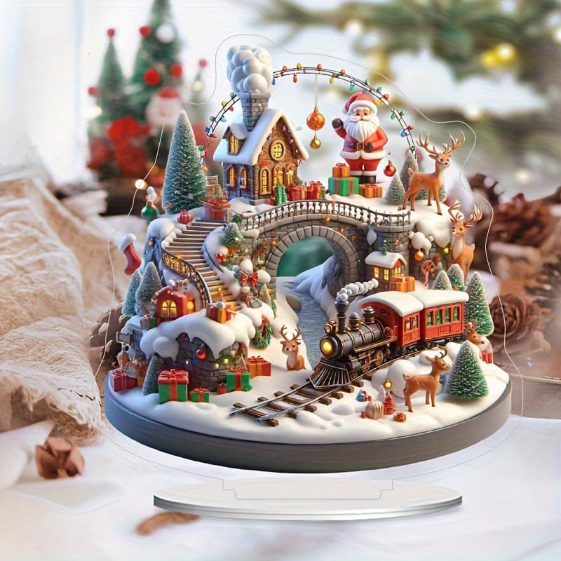 Cross-border New Christmas Series Figurines Holiday Gift Home Desktop Decoration 2D Acrylic Craft Ornaments