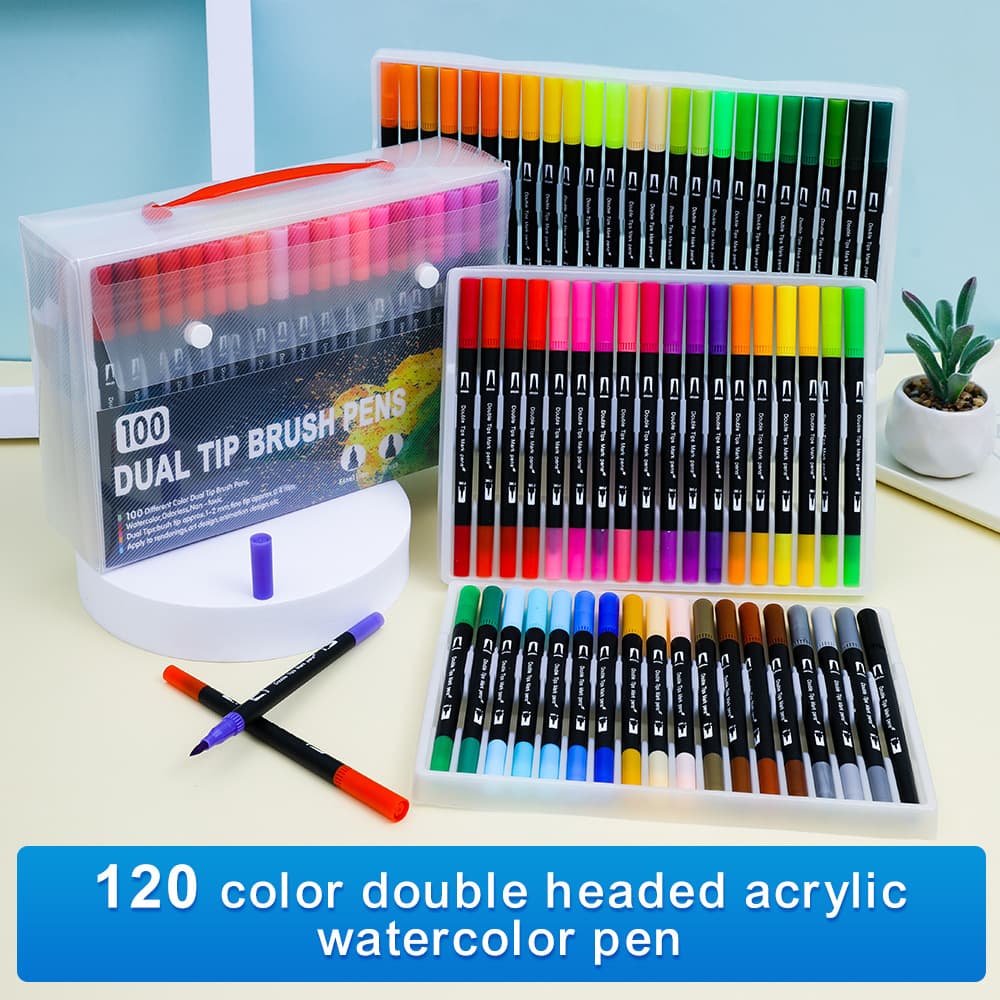 Amazon SHEIN Temu Dual-Tip Watercolor Pens Soft Brush Markers Multiple Specifications Kids Washable Art Colored Pens