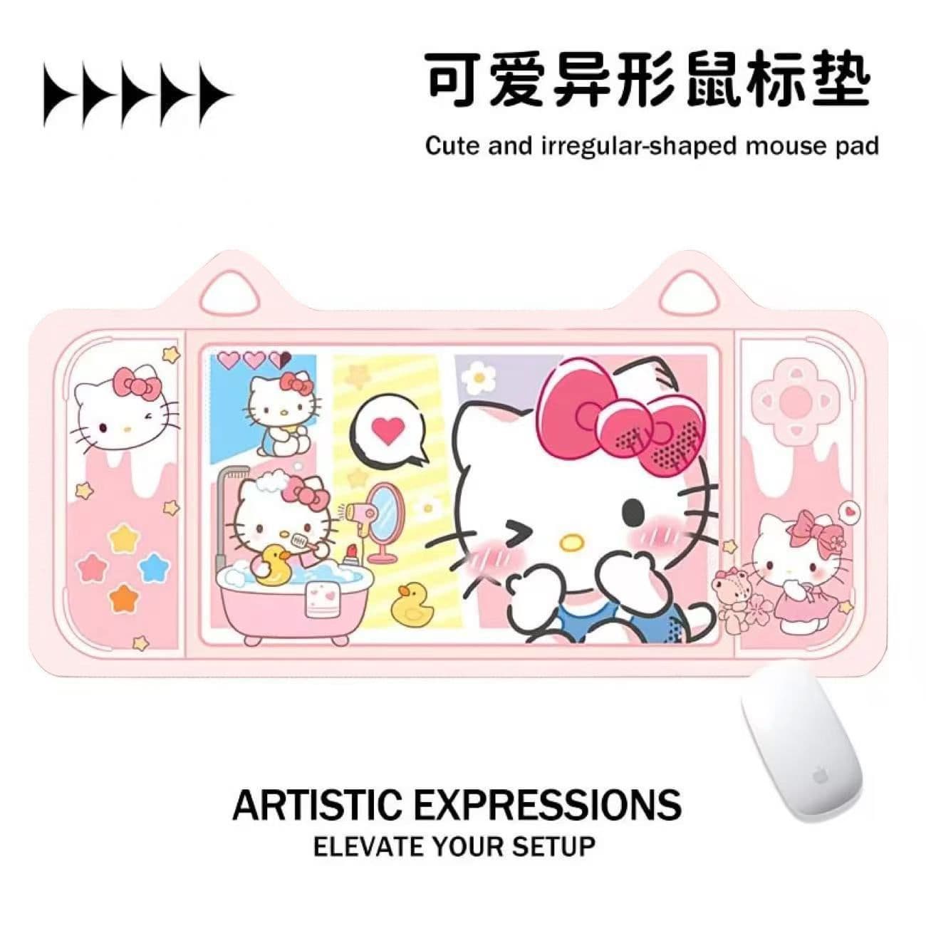 Irregular Hello Kitty mouse pad, large keyboard pad, diatom mud anti-slip desk pad, thickened and stain-resistant desk pad
