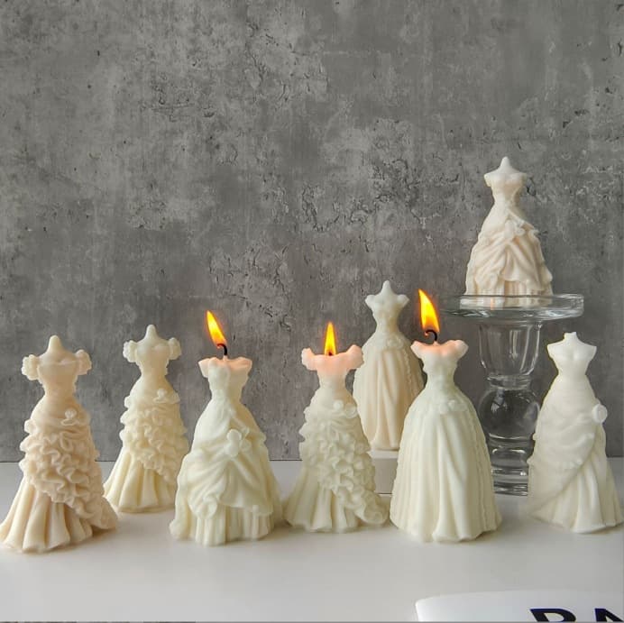 Cross-Body 3D Wedding Dress Evening Gown Aromatherapy Candle Silicone Mold DIY Handmade Soap Skirt Gift Mold