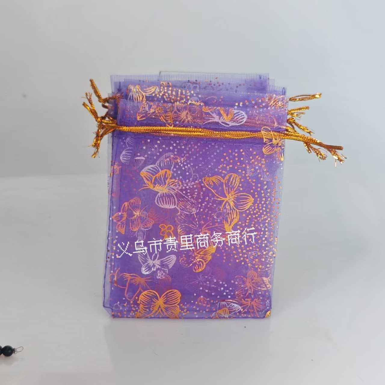 Tulle Bag Stock Gold Foil Butterfly Tulle Bag Organza Gift Jewelry Bag Drawstring Pouch Candy Bag Gift Bag