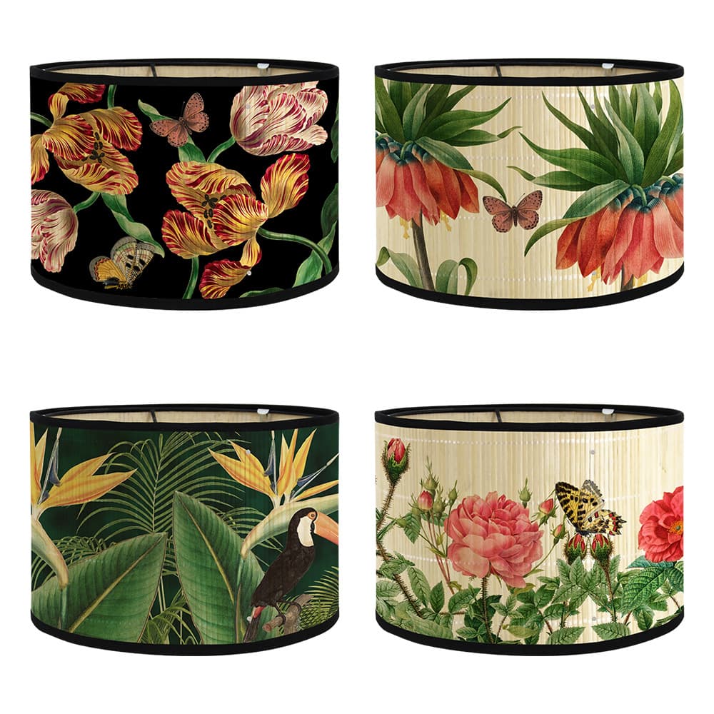 Chandelier table lamp lampshade E27 lamp holder lamp accessories removable bamboo lampshade European printed bamboo shading