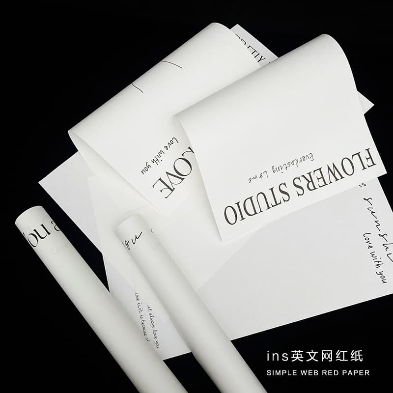 Waterproof Floral Paper Packaging Material, Simple Web Red Paper White for Flower Arrangement Crafts