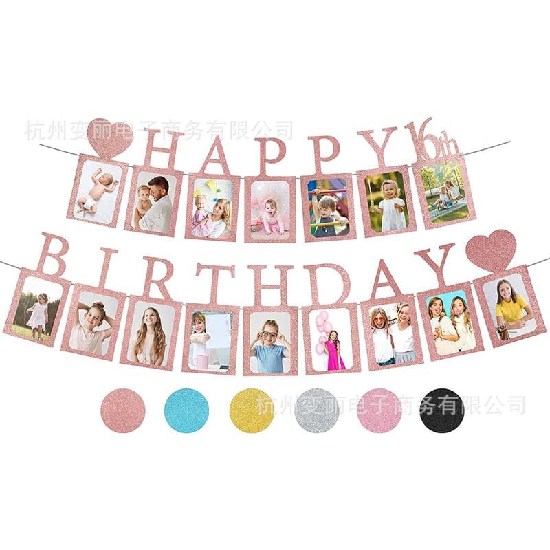 Happy Birthday Banner Photo Wall Theme Party Photo Display Decoration