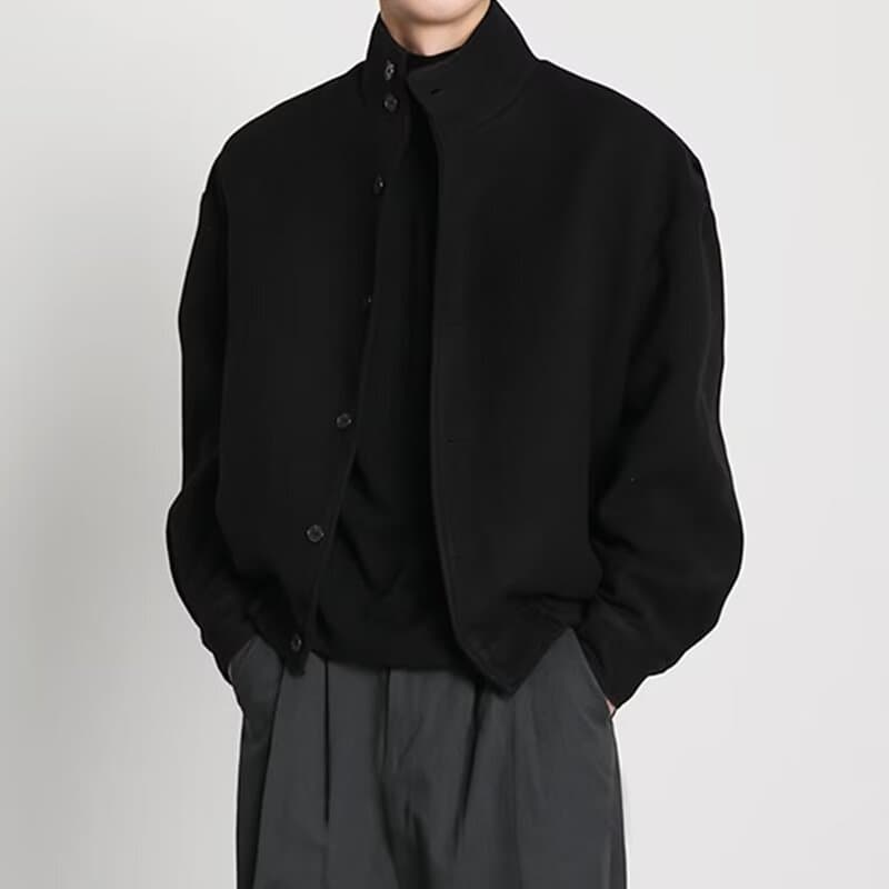 2024 autumn and winter trendy brand workwear stand-up collar jacket woolen jacket British style niche design baseball uniform trend
