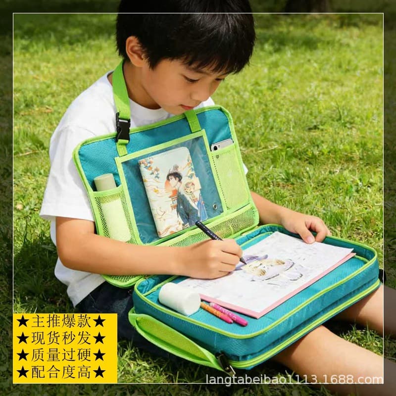 Children's outdoor sketching board storage bag student drawing board tool bag car snacks iPad water cup tray bag