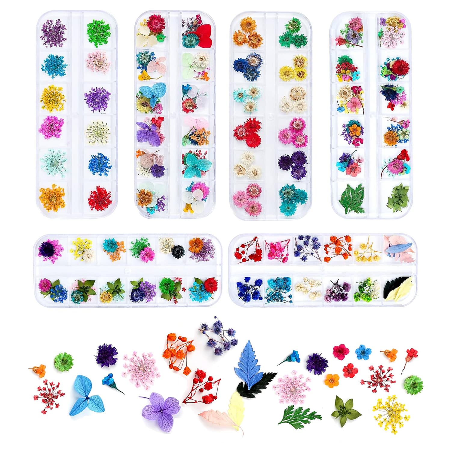 DIY Japanese Nail Art Dried Flowers 3D Five-Petal Daisy Eye Decoration Epoxy Dried Flowers 12-Color Nail Art Box
