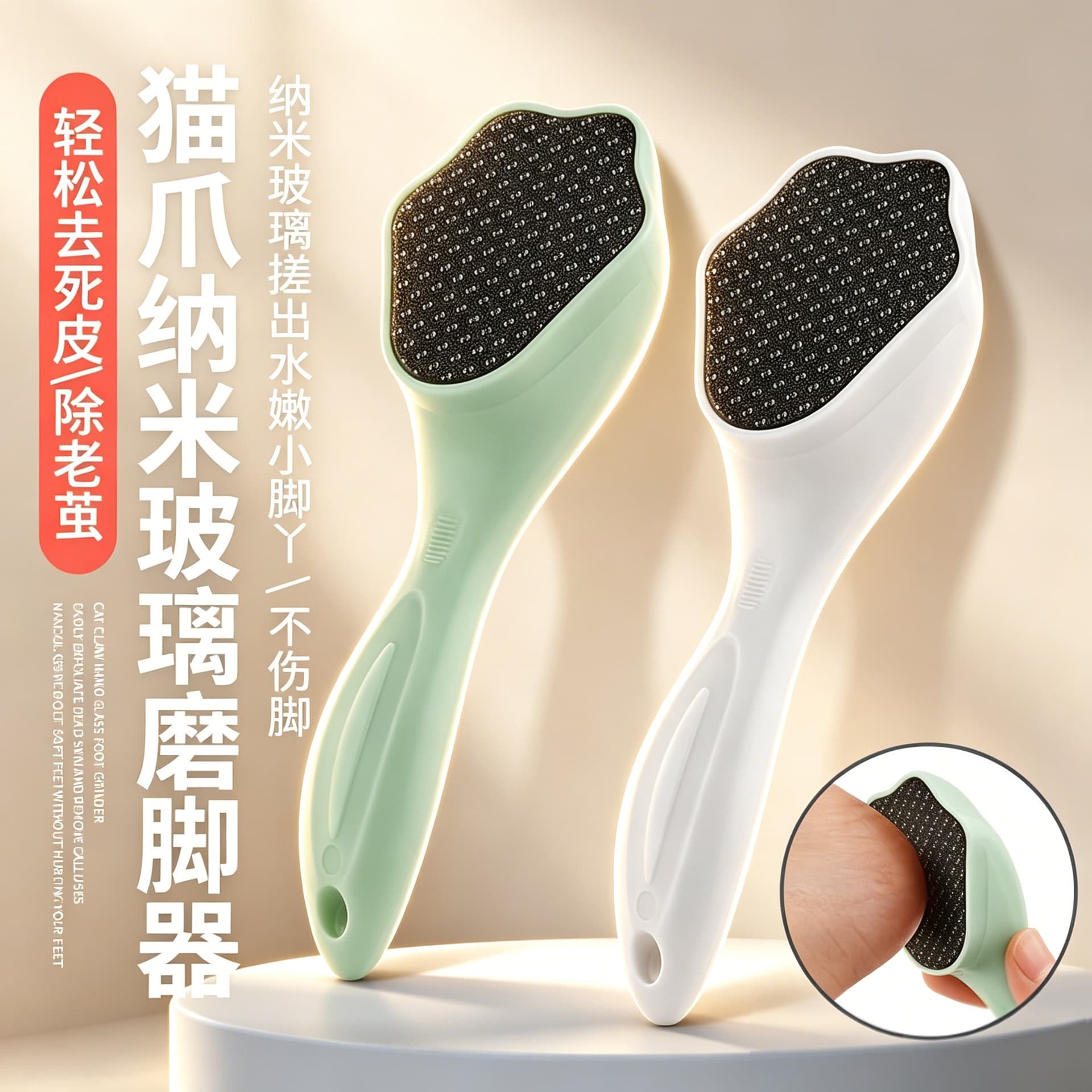 Wholesale Cat Paw Long Handle Foot File, Nano Glass Foot File, Callus Remover for Dead Skin and Corns