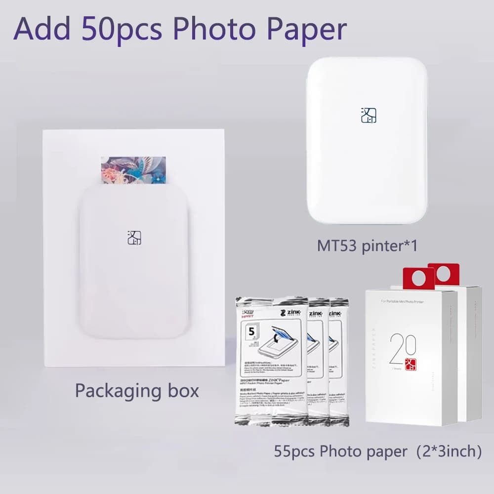 Cross-border HPRT MT53 Bluetooth Portable Pocket Photo Printer for Home, Mini Color Photo Developer