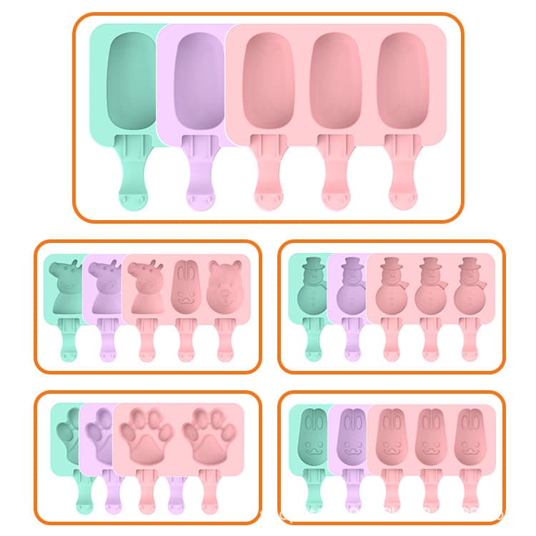 Premium Ice Cream Ice Cube Tray with Lid, Kids DIY Popsicle Mold, Silicone Gelato Ice Pop Maker