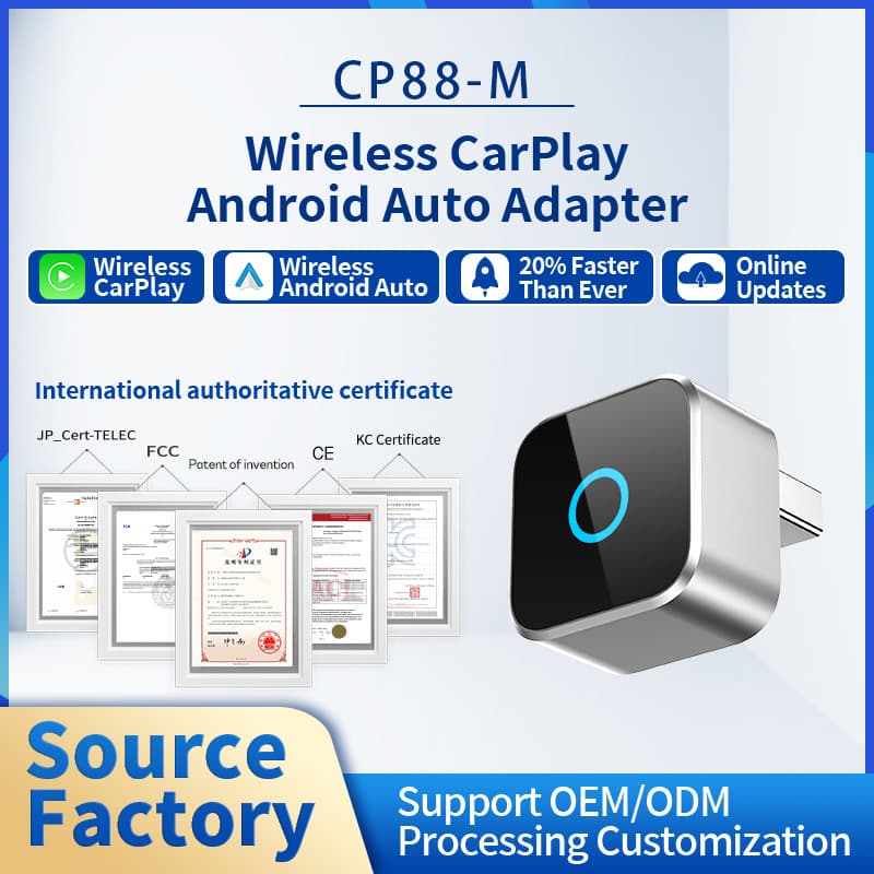 Ottocast Mini Cube Wireless CarPlay Adapter Android Auto Car Connectivity Box