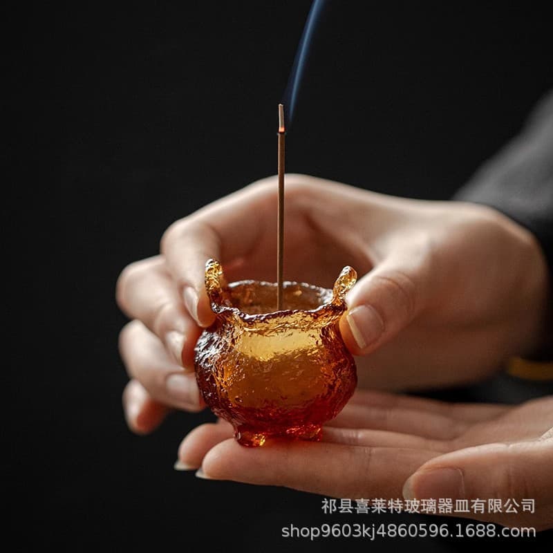 Creative Miniature Glaze Incense Burner with Stick Holder, Desktop Zen Decor for Tea Room, Meditation Space