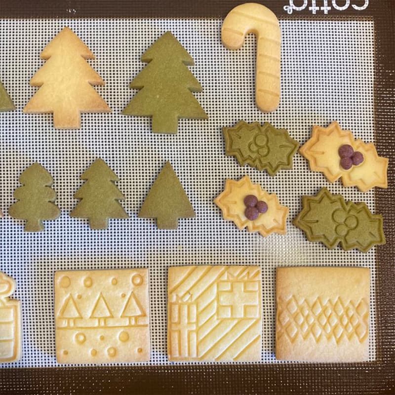 Christmas Old Man Chimney Reindeer Square Cookie Mold Christmas Tree Holly Cookie Stamp Fondant Baking Tool