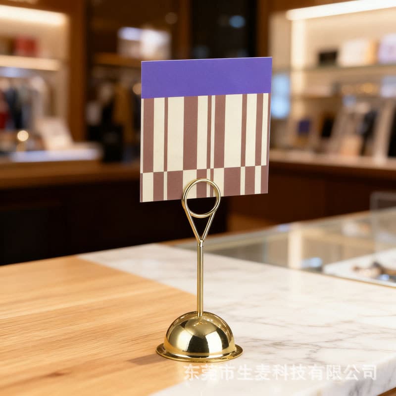 Cross-border wedding stainless steel table card menu, hotel restaurant desktop standing seat clip, banquet check-in table number.