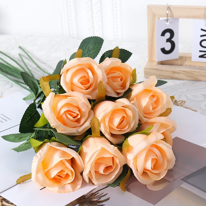 Artificial Single Rose Flower Silk Flower Plastic Table Decoration Dried Flower Display Home Decorative Accessories