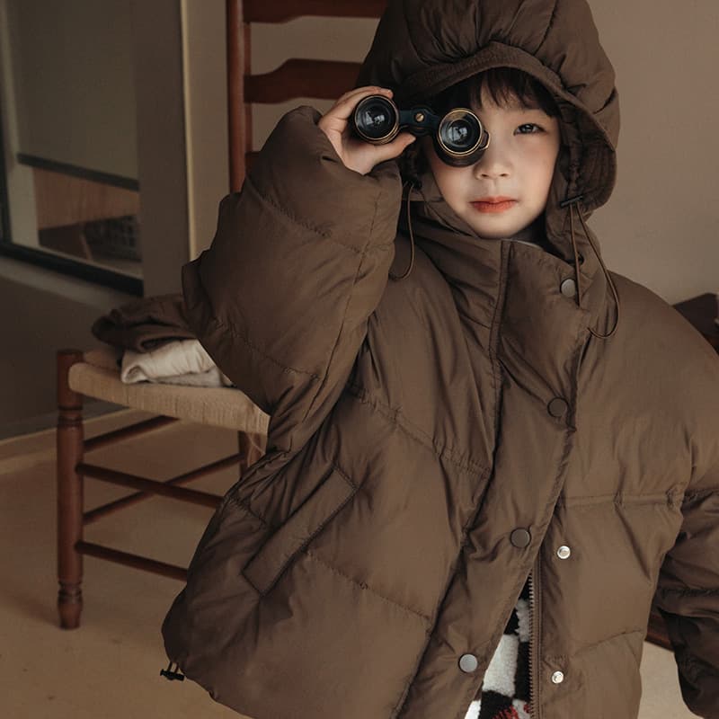 Korean style down jacket for children and older kids, popular style, autumn and winter new style, hooded coat for boys and girls, white duck down.