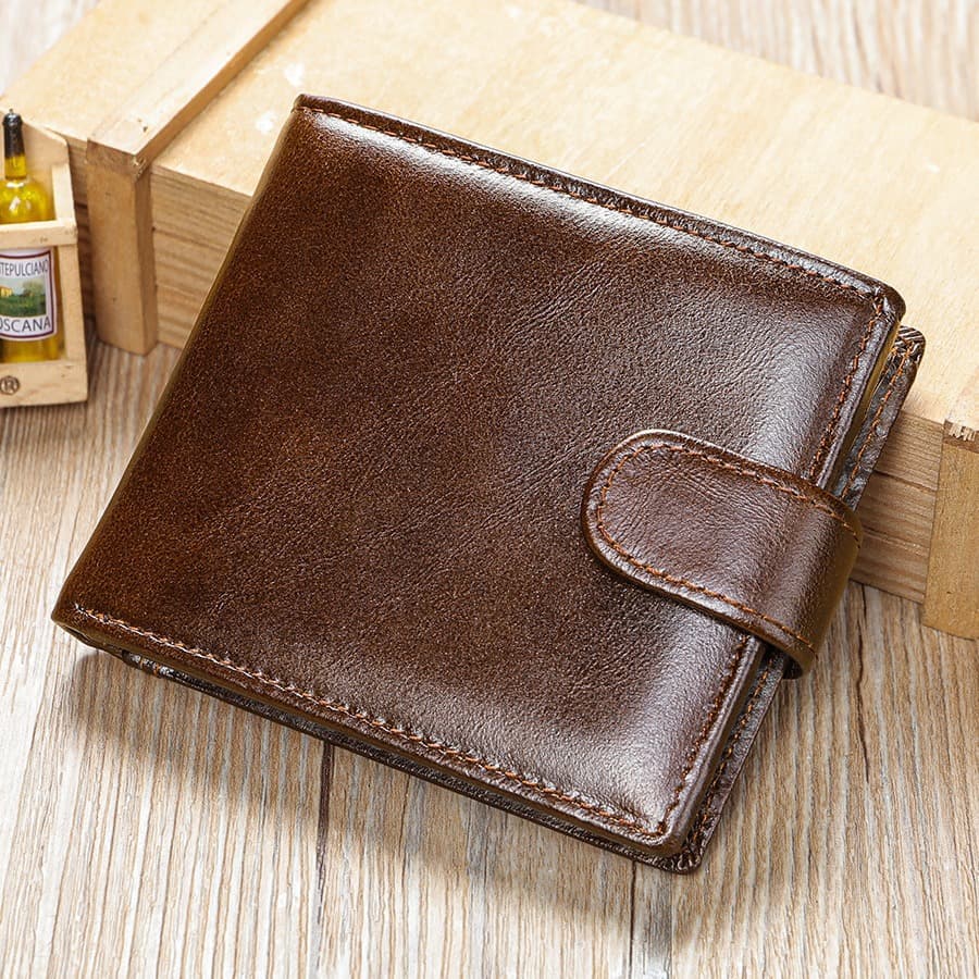 Vintage Top Layer Cowhide Leather Wallet Men's Bifold Money Clip Large Size Business Wallet European And American Style