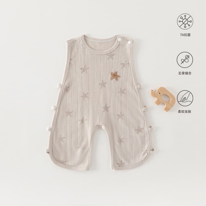 Baby Clothes Summer Pure Cotton Base Layer Air Conditioning Suit Baby Romper Sleeveless Pajamas Belly Protection Anti-Cold Pipa Shirt