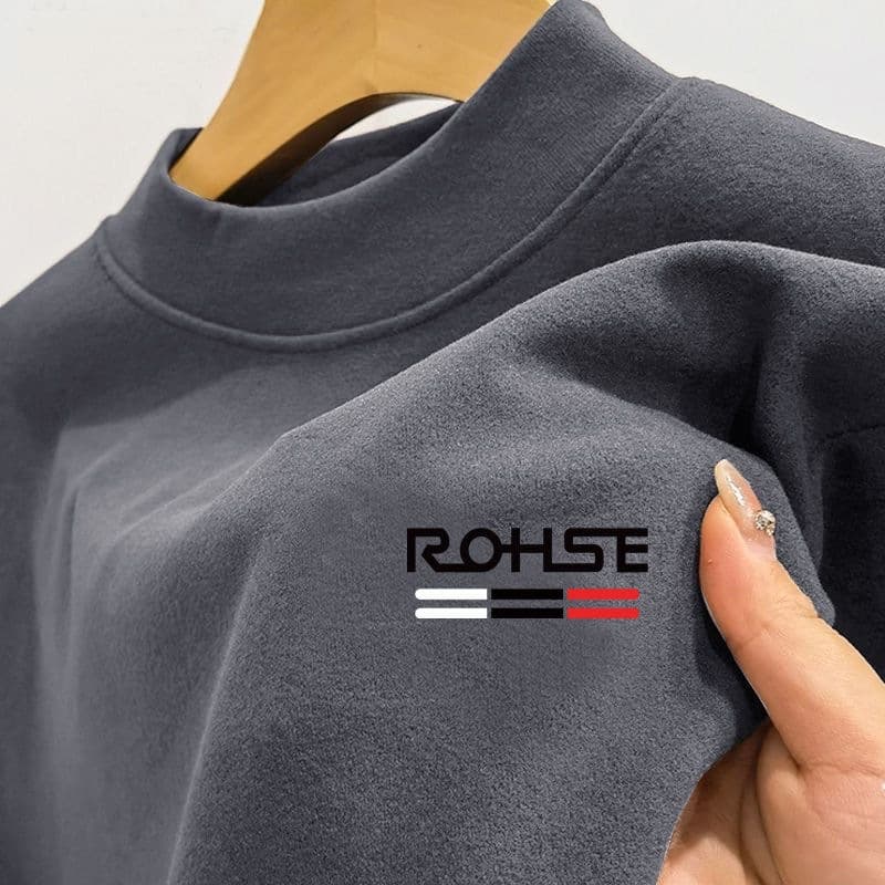 Men's Double-Sided Fleece High Neck Base Layer Thermal Long Sleeve T-Shirt for Autumn and Winter