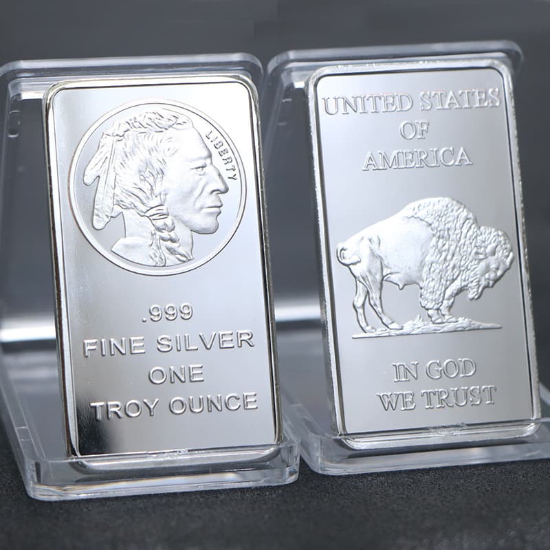 American bison commemorative silver bars, silver-plated commemorative coins, commemorative silver nugget squares, foreign trade coins, craft gifts