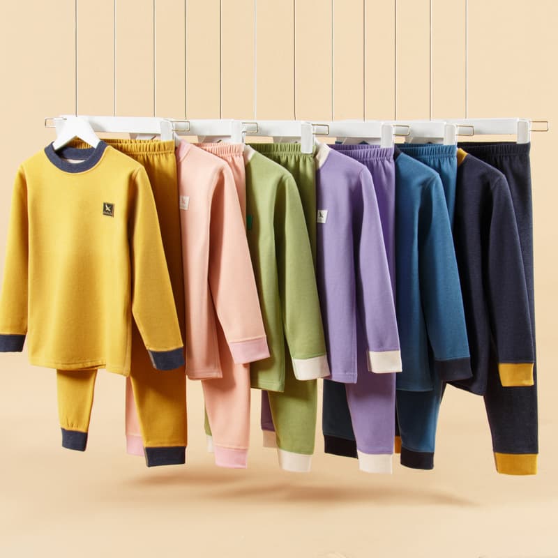 Children's thermal underwear set for men and women, medium and large children's wool silk autumn clothes and long pants for babies in autumn and winter bottoming pajamas