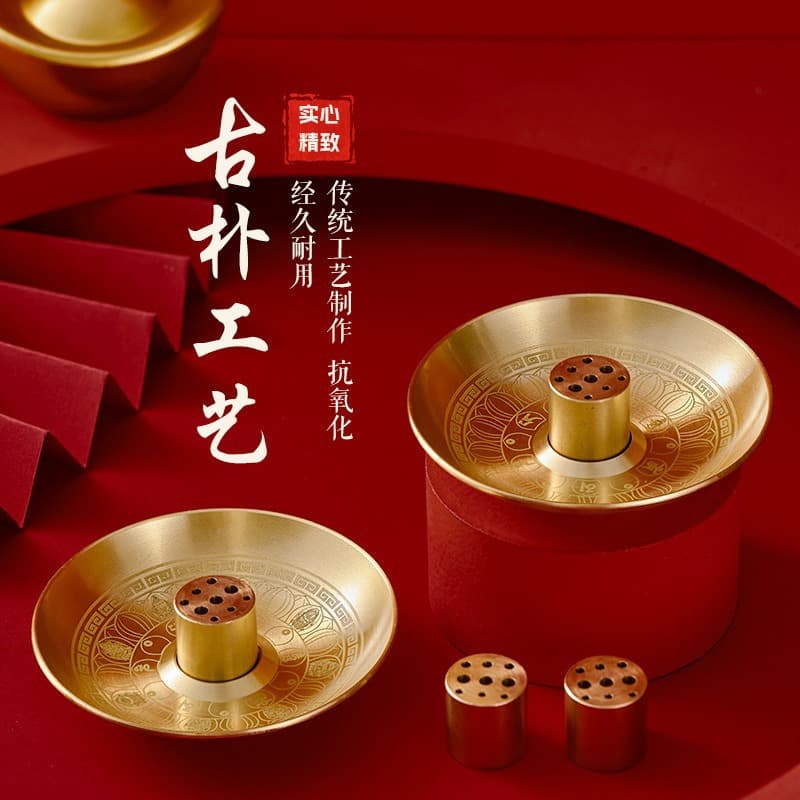 Wholesale Brass Nine-Hole Gourd Incense Stick Holder Incense Burner Incense Stand Sandalwood Base Multi-Hole Home Incense Tray