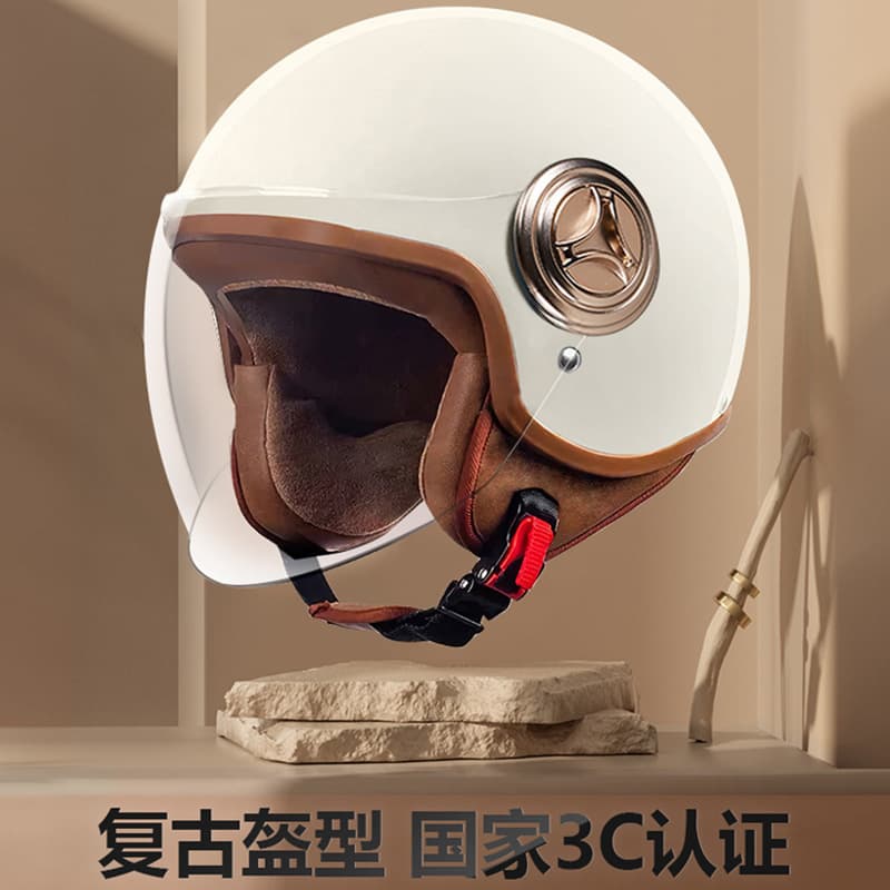 3C Certified Helmet, Women's Electric Scooter Men's Motorcycle Universal Half Helmet, Winter Warm Anti-Fog Retro Helmet