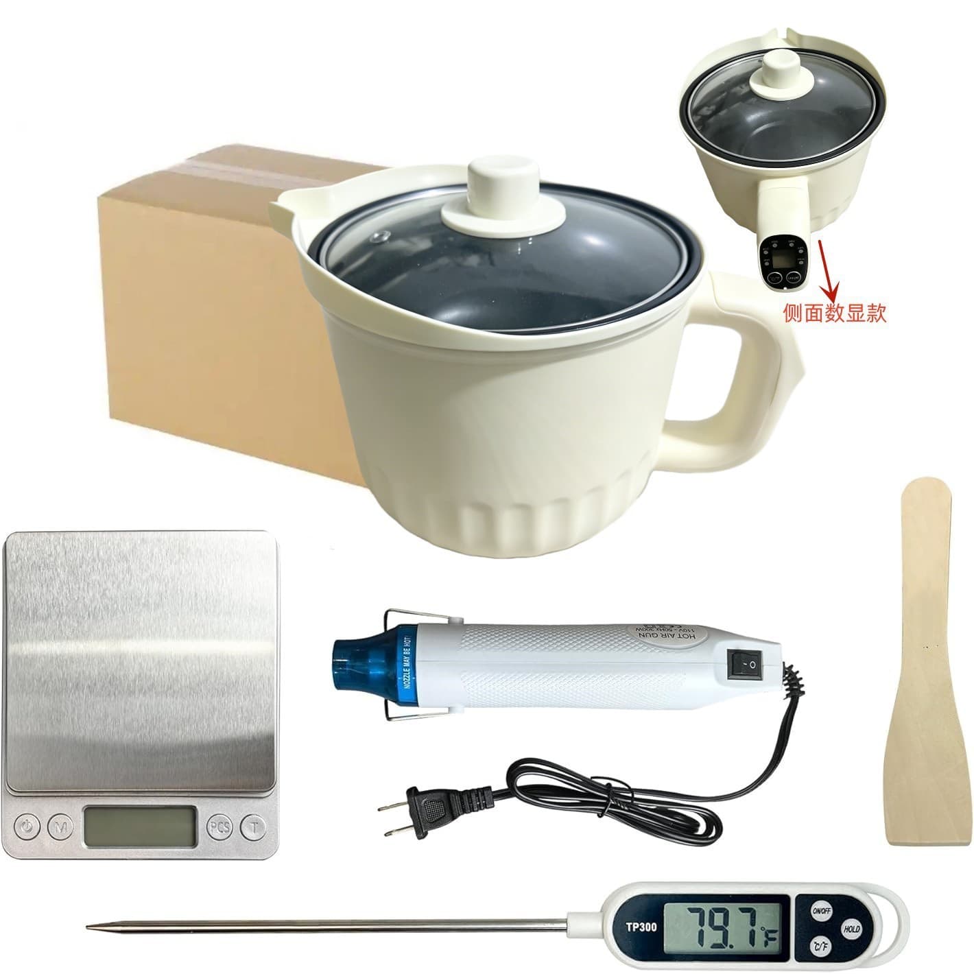 Intelligent wax melting machine, complete set of aromatherapy candle filling tool set, electric with digital display, wax melter and cooking pot