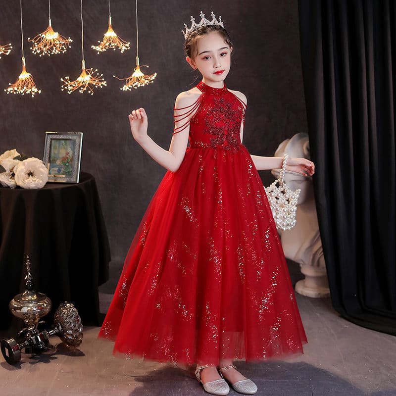 Children's Dress 2026 New Girls Piano Performance Clothing Princess Dress Host Elegant Temperament Catwalk Puff Skirt