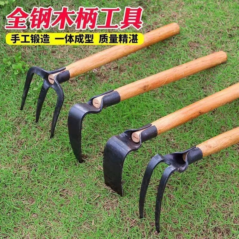 Soil Loosening Tool, Gardening Tool, Specialized Planting Tool, Small Claw Hoe, Garden Hoe with Wooden Handle