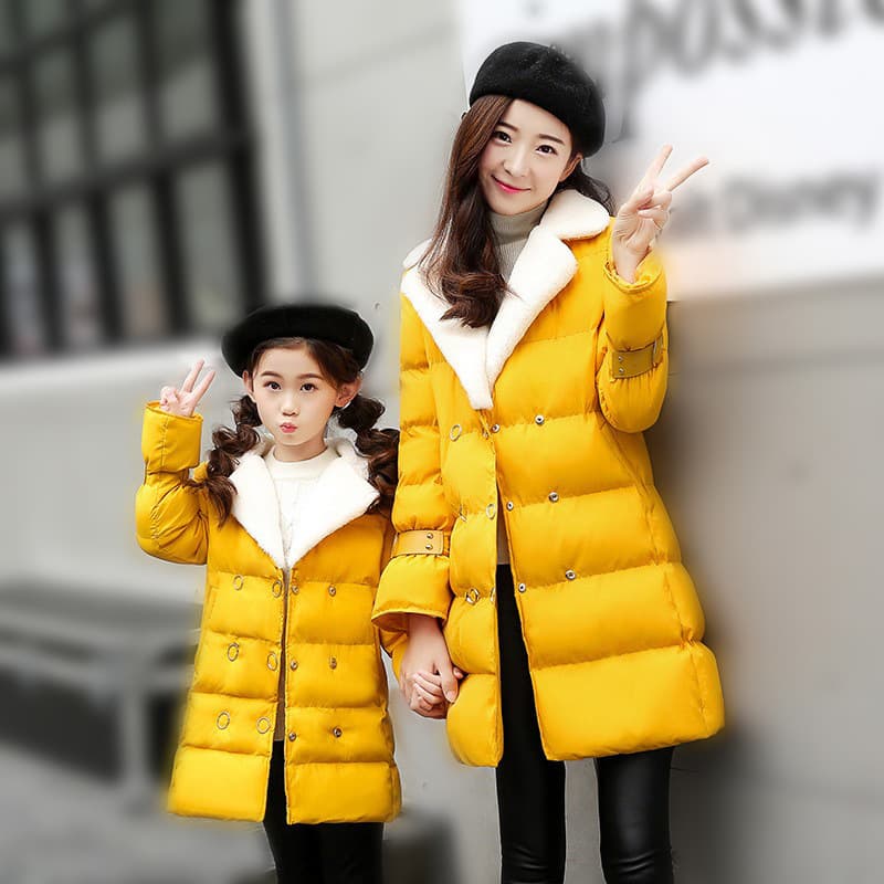 Papaw Milk Korean Winter New Slimming Family Matching Cotton Coat Mid-Length Casual Mother-Daughter Cotton Jacket Fashion