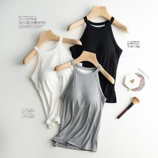 Wireless Bra Top with Built-in Pads, Halterneck Camisole for Women, Anti-Exposure Inner Layer Summer Vest