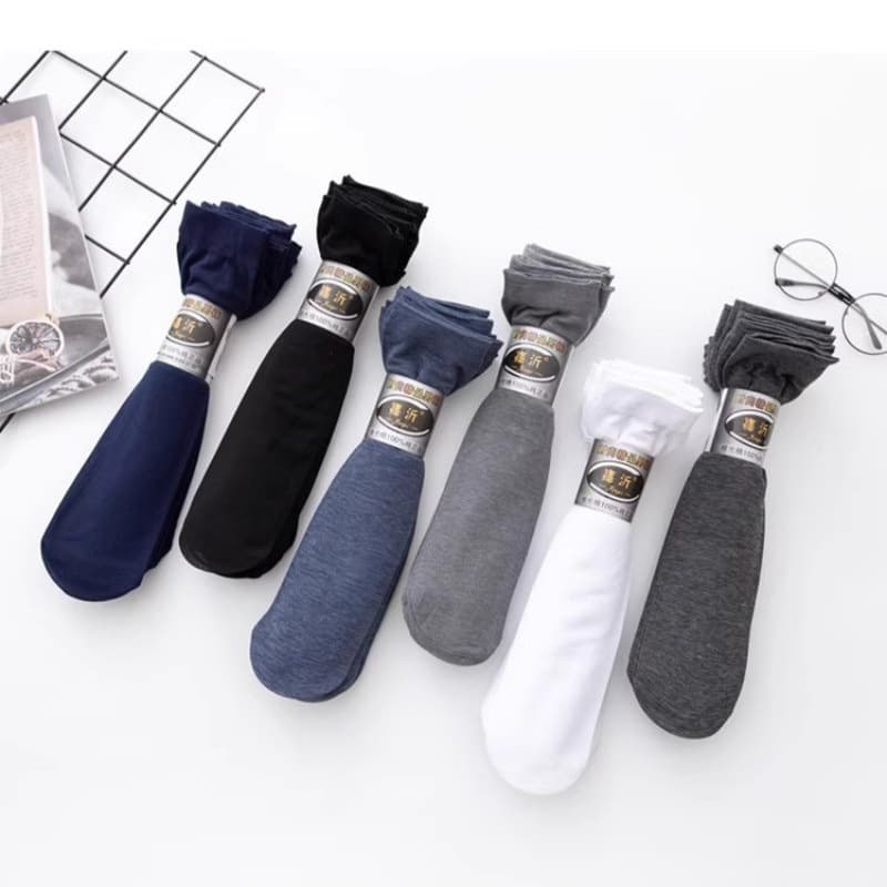 Summer Men's Ultra-Thin Breathable Mid-Calf Socks, Odor-Resistant Ice Silk Socks, Men's Short Socks, Odor-Resistant Solid Color Socks for Men