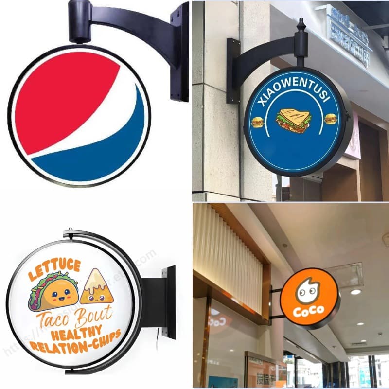 Cross-border Amazon Custom - Outdoor waterproof rotating acrylic lightbox, double-sided wall-mounted.
