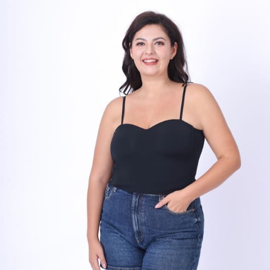 Plus Size 200 Jin Ice Silk Back-Beautifying Base Top for Women, Solid Color Latex Bra Padded Camisole, Extra Large