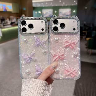 Korean Style Bow iPhone 17 Pro Max Shell Pattern Case for iPhone 16, Pearl Simple Design for iPhone 15, Women