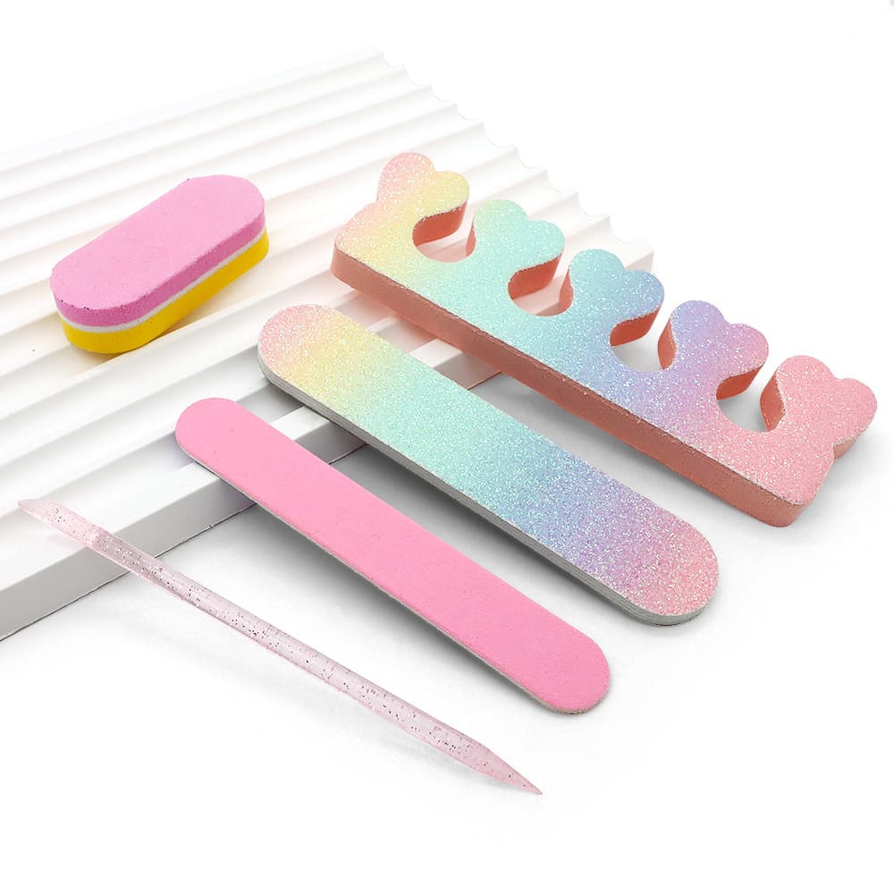 Onion Powder Nail File Gradient Rainbow Glitter Double-Sided Scrub Scrub Repair Nail Art Products Wear Nail Suit Accessories