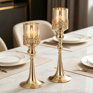 Amazon Cross-border European-style Metal Glass Candle Holder for Valentine's Day Wedding Decoration, Chinese and Western Romantic Candlelight Dinner