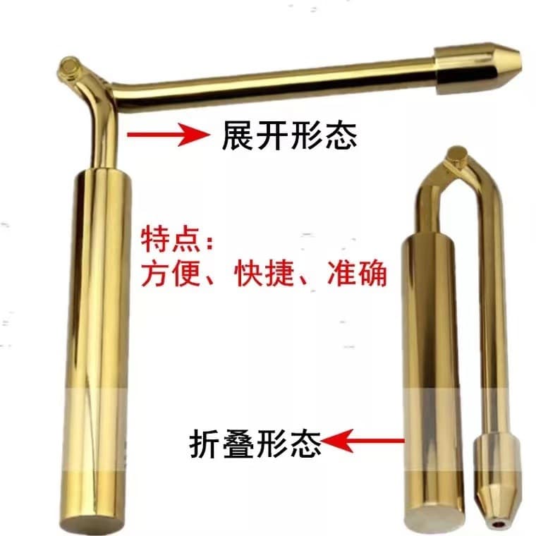Taiwan Yang Gong Pure Copper Folding Dragon-seeking Ruler Dragon Head Thickened Detection Rod High Precision Professional Feng Shui Compass Portable