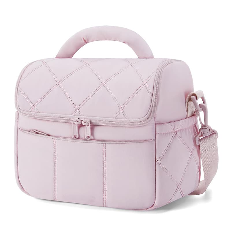 Amazon New Women's Insulated Lunch Bag Cute Quilted Lunch Box Lightweight Fluffy Waterproof Lunch Tote