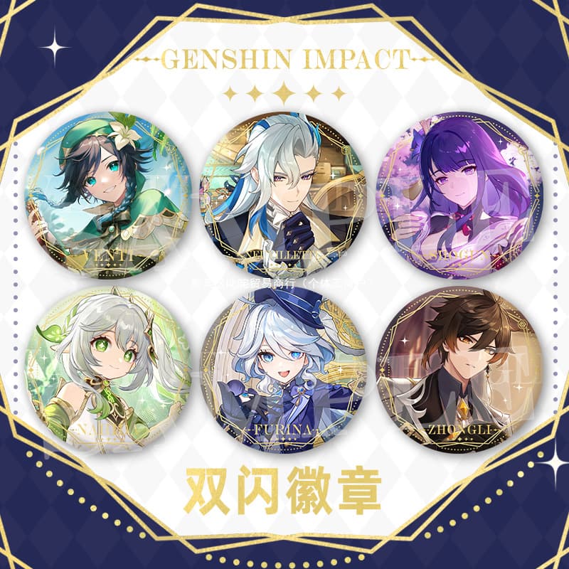 Genshin Impact Fan Art Celebration Series Double Flash Large Badge Fatui Harbinger Arlecchino Furina Pin