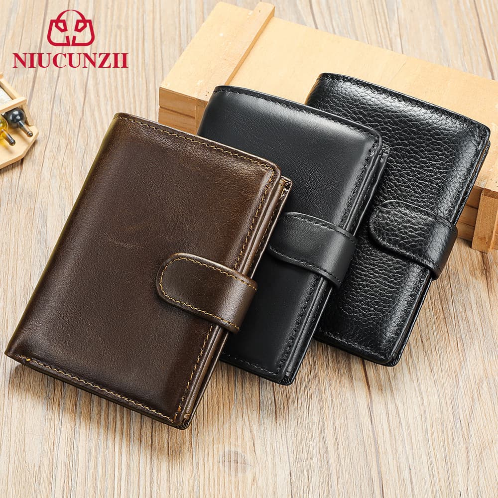 Genuine Leather Wallet RFID Anti-Theft Casual Retro Men's Card Holder Large Capacity Wallet Top Layer Cowhide Leather