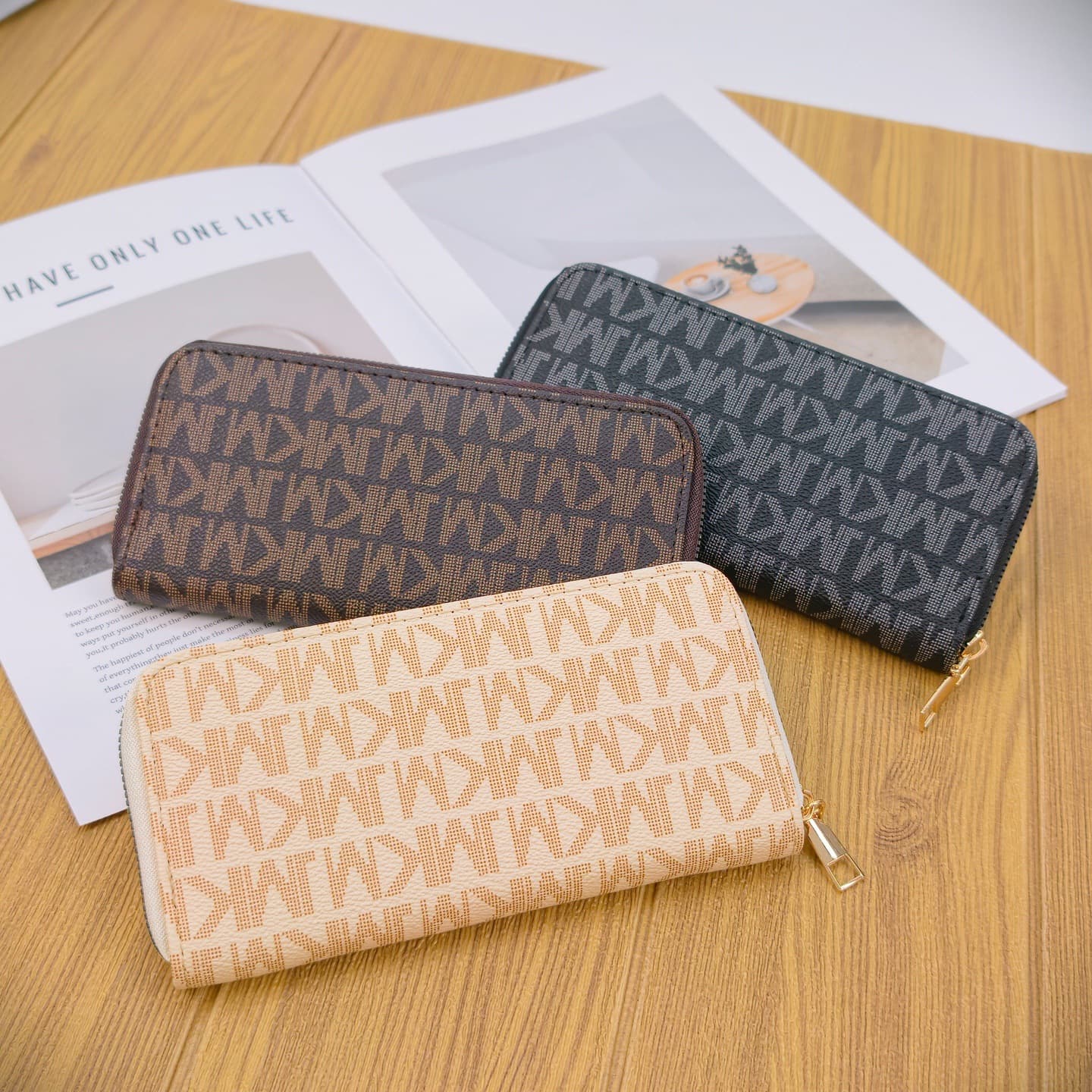 New Cross-Border Large-Capacity Zipper Long Wallet Printed Letter Multi-Functional European and American Wallet Copyrighted Drop Shipping