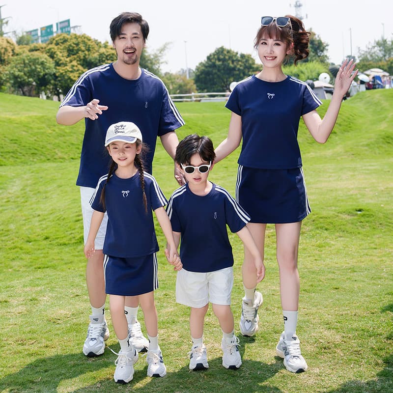Niche Design Mother-Daughter Matching Outfit Set 2026 Summer New Collection Petite Family of Three or Four Short Sleeve