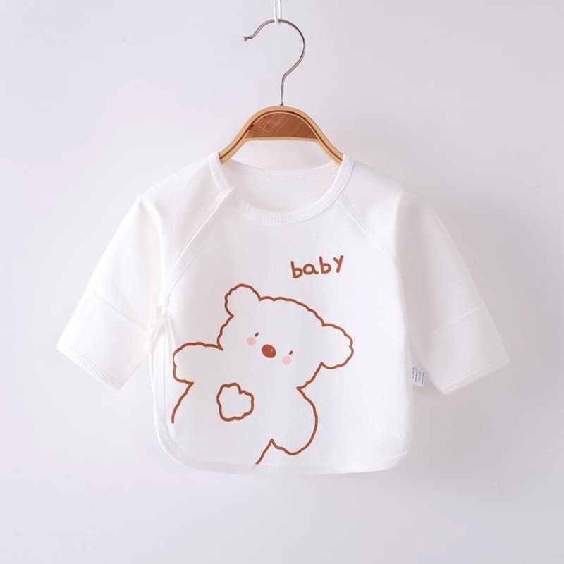Seasonal Newborn Baby Cotton Long-Sleeve Half-Back Top Monk Robe Spring Summer Autumn Underwear