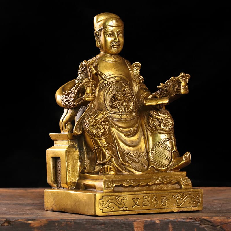 Pure Copper Wenchang Emperor Statue, Wenqu Xing Copper Figurine, Study Room Handicraft, Study Gift Decoration Ornament